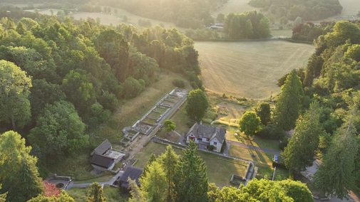 View of Chedworth from above - National Trust